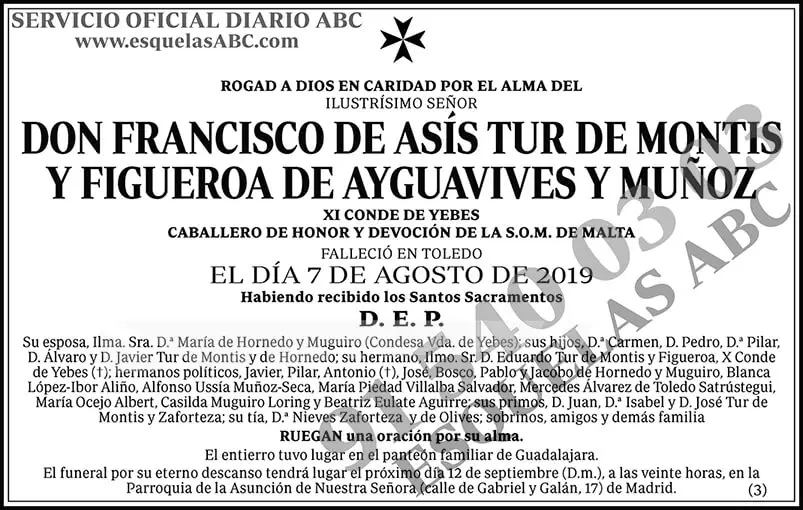 Francisco de Asís Tur de Montis y Figueroa de Ayguavives y Muñoz