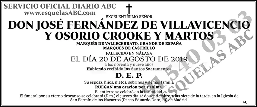 José Fernández de Villavicencio y Osorio Crooke y Martos