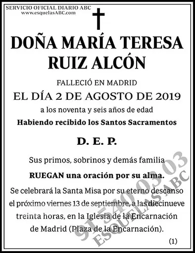 María Teresa Ruiz Alcón
