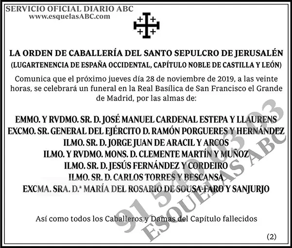 La Orden de Caballería del Santo Sepulcro de Jerusalén