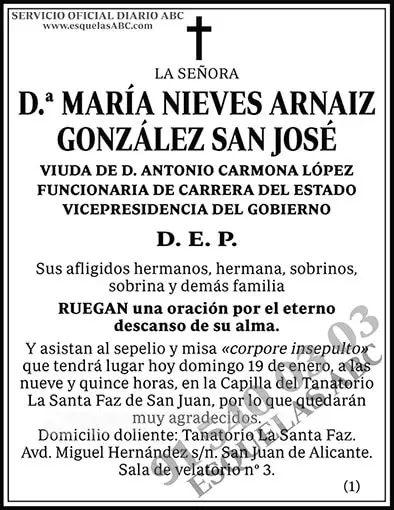 María Nieves Arnaiz González San José