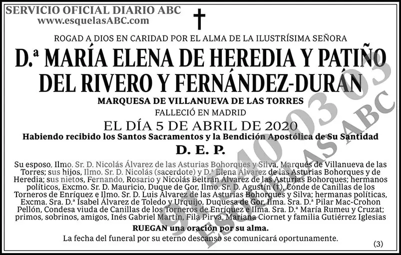 María Elena de Heredia y Patiño del Rivero y Fernández-Durán