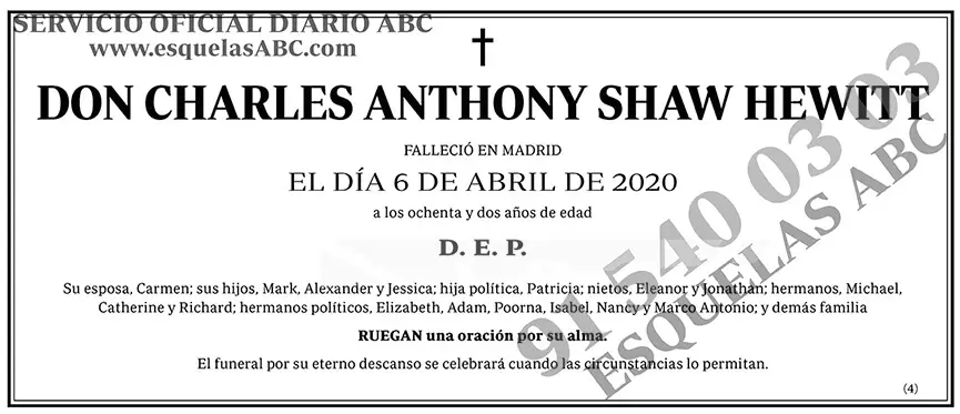 Charles Anthony Shaw Hewitt