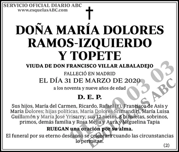 María Dolores Ramos-Izquierdo y Topete