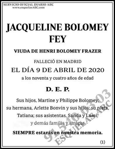 Jacqueline Bolomey Fey