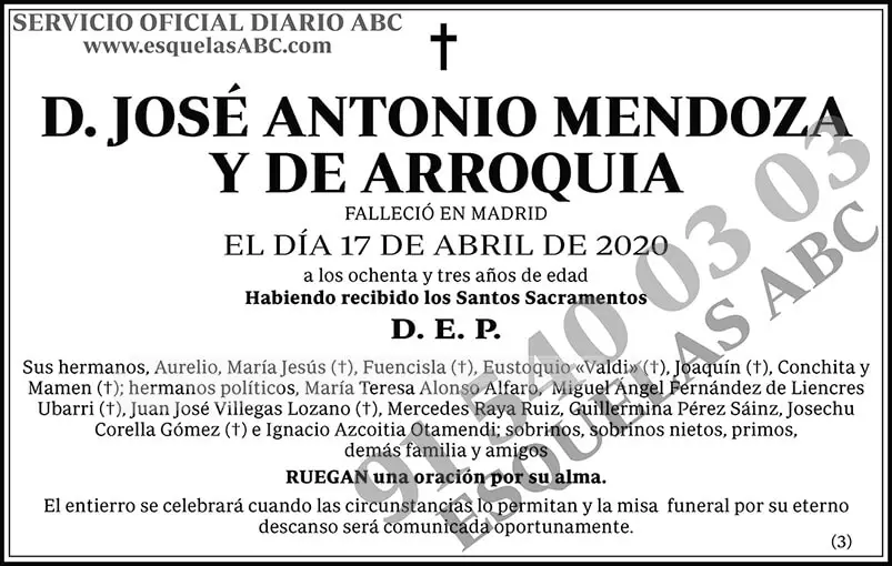 José Antonio Mendoza y de Arroquia