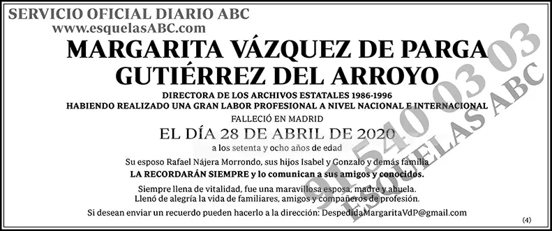 Margarita Vázquez de Parga Gutiérrez del Arroyo