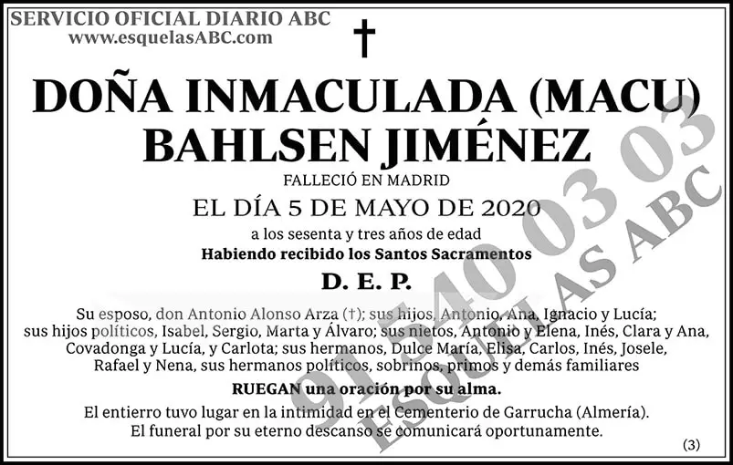 Inmaculada (Macu) Bahlsen Jiménez