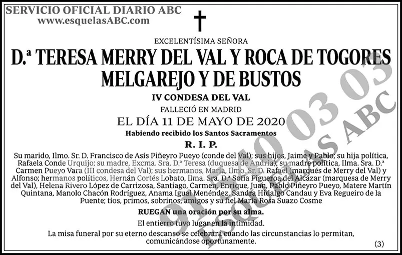 Teresa Merry del Val y Roca de Togores Melgarejo y de Bustos