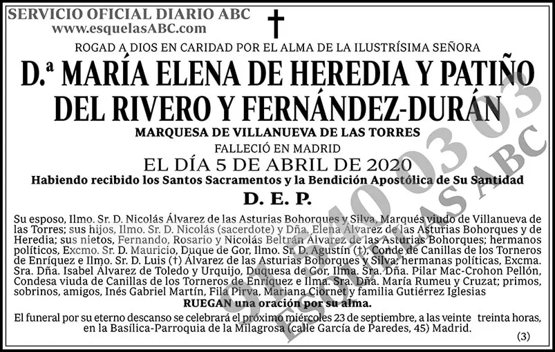 María Elena de Heredia y Patiño del Rivero y Fernández-Durán