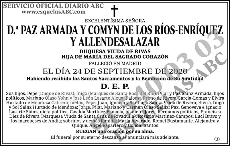 Paz Armada y Comyn de los Ríos-Enríquez y Allendesalazar