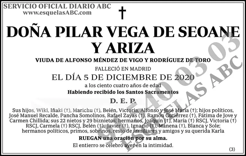 Pilar Vega de Seoane y Ariza