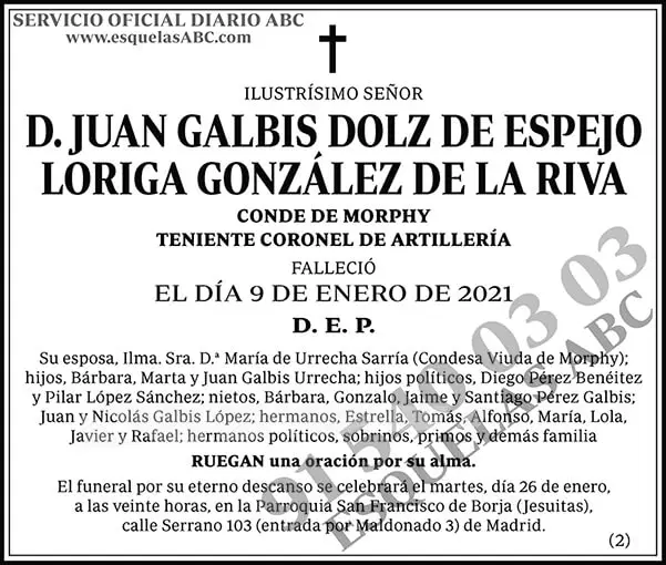 Juan Galbis Dolz de Espejo Loriga González de la Riva