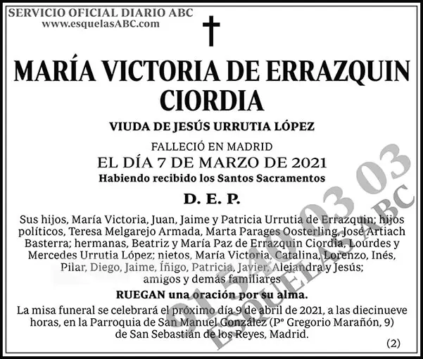 María Victoria de Errazquin Ciordia