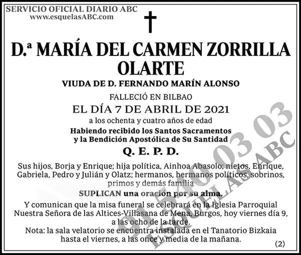 María del Carmen Zorrilla Olarte
