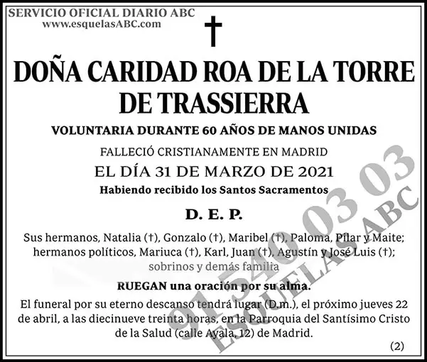 Caridad Roa de la Torre de Trassierra