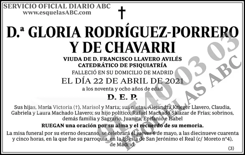 Gloria Rodríguez-Porrero y de Chavarri