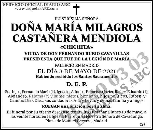 María Milagros Castañera Mendiola