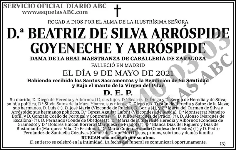 Beatriz de Silva Arróspide Goyeneche y Arróspide