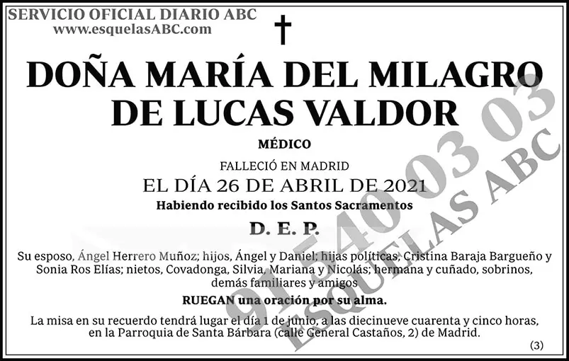 María del Milagro de Lucas Valdor