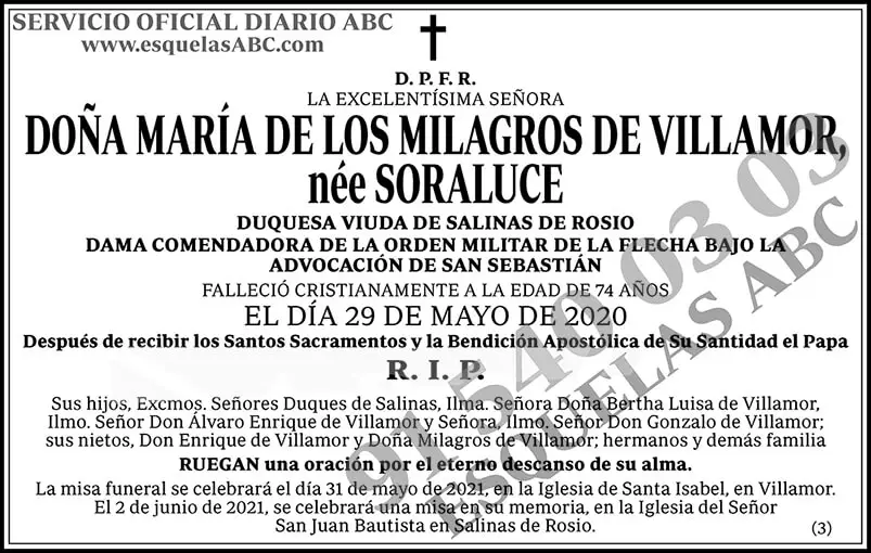 María de los Milagros de Villamor née Soraluce