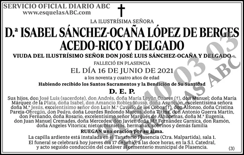 Isabel Sánchez-Ocaña López de Berges Acedo-Rico y Delgado