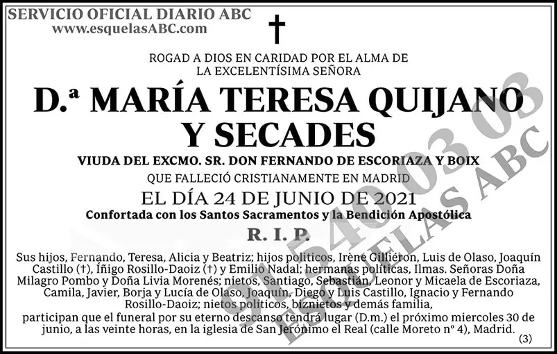 María Teresa Quijano y Secades