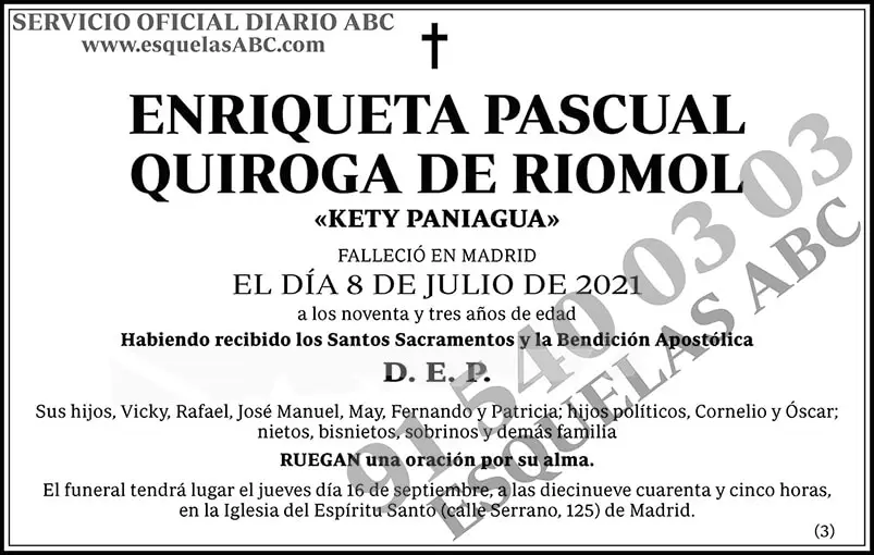 Enriqueta Pascual Quiroga de Riomol