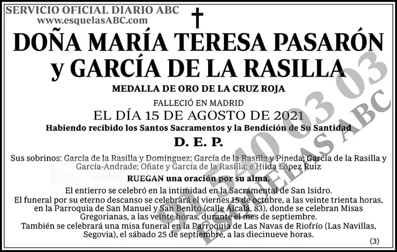 María Teresa Pasarón y García de la Rasilla