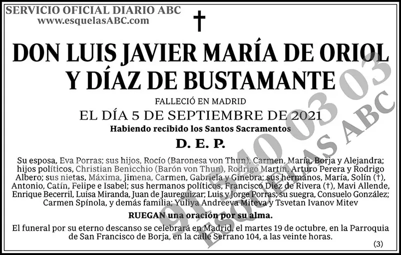 Luis Javier María de Oriol y Díaz de Bustamante