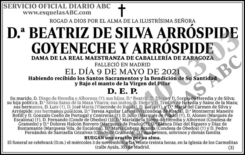 Beatriz de Silva Arróspide Goyeneche y Arróspide
