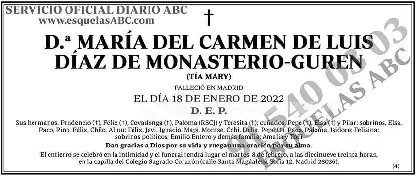 María del Carmen de Luis Díaz de Monasterio-Guren