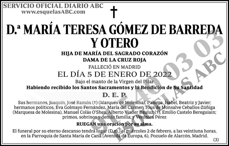 María Teresa Gómez de Barreda y Otero