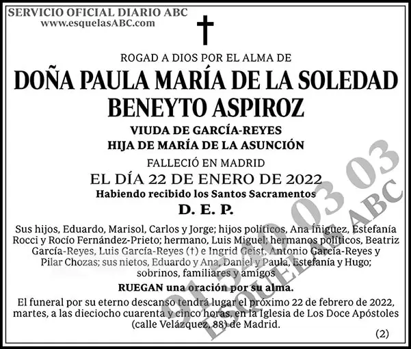 Paula María de la Soledad Beneyto Aspiroz