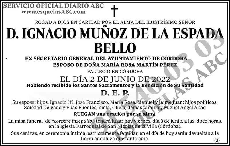 Ignacio Muñoz de la Espada Bello
