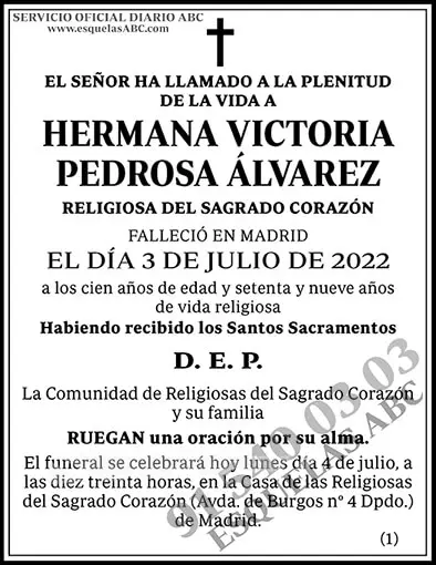 Hermana Victoria Pedrosa Álvarez