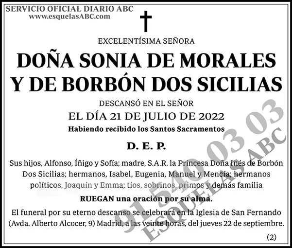 Sonia de Morales y de Borbón Dos Sicilias