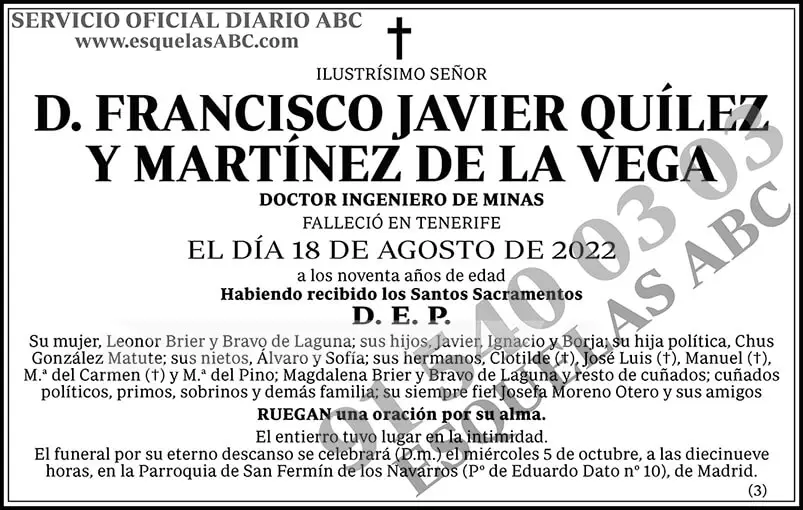 Francisco Javier Quílez y Martínez de la Vega