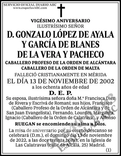 Gonzalo López de Ayala y García de Blanes de la Vera y Pacheco