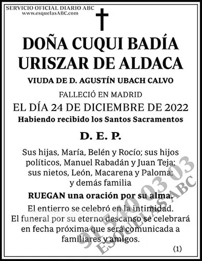 Cuqui Badía Uriszar de Aldaca