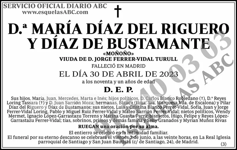 María Díaz del Riguero y Díaz de Bustamante