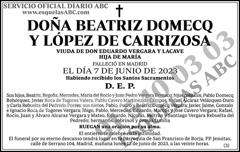 Beatriz Domecq y López de Carrizosa