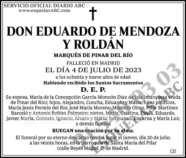 Eduardo de Mendoza y Roldán