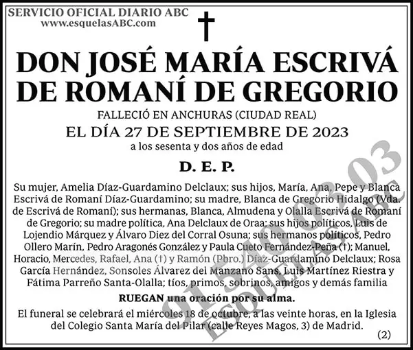 José María Escrivá de Romaní de Gregorio
