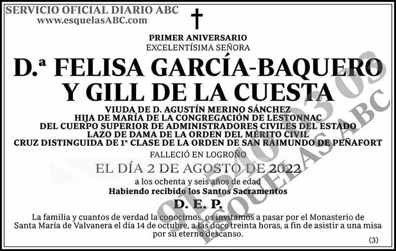 Felisa García-Baquero y Gill de la Cuesta