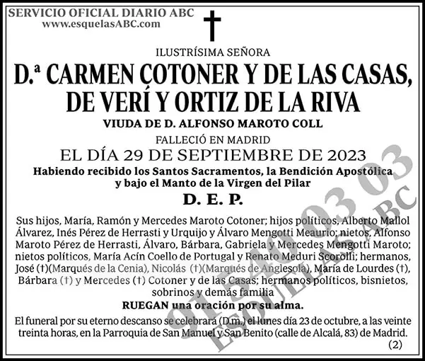 Carmen Cotoner y de las Casas, de Verí y Ortiz de la Riva