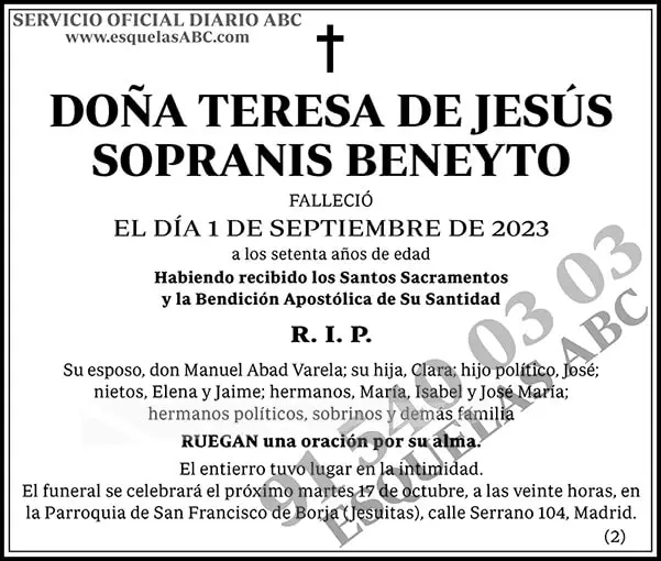 Teresa de Jesús Sopranis Beneyto