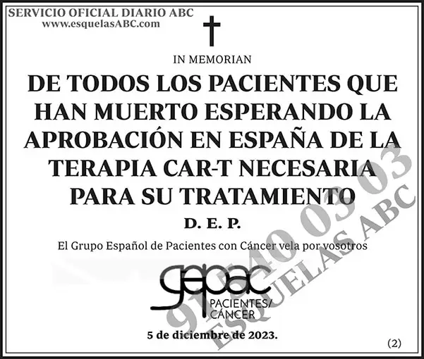 Pacientes esperando aprobación Terapia Car-T