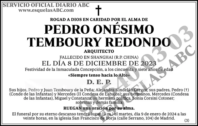 Pedro Onésimo Temboury Redondo