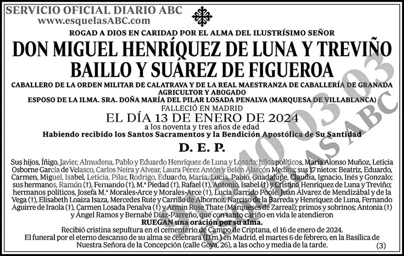 Miguel Henríquez de Luna y Treviño Baillo y Suárez de Figueroa